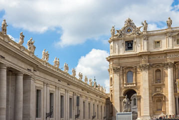 Fototapeta na wymiar VATICAN CITY, ITALY - APRIL 14, 2017: Basilica of St. Peter, is an Italian Renaissance church in Vatican City, the papal enclave within the city of Rome.