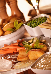 Roast pork dinner with apple sauce