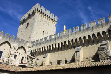 Fototapeta premium The Palais des Papes or Papal palace, one of the largest and most important medieval Gothic buildings in Europe. A World Heritage Site since 1995