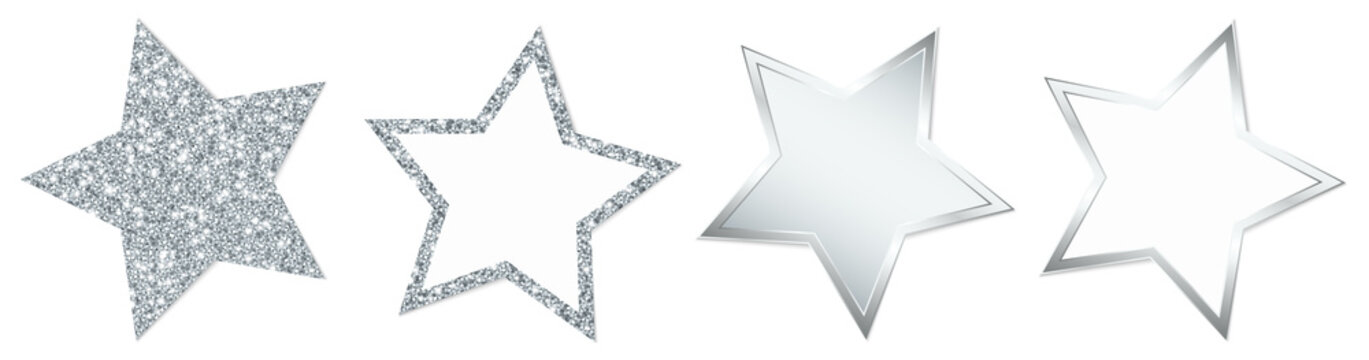 4 Stars Sparkling Shining Silver