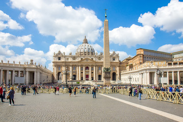 VATICAN CITY, ITALY - APRIL 14, 2017: Basilica of St. Peter, is an Italian Renaissance church in...