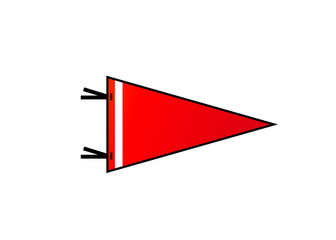 Pennant on white background. Red flag with white strip in flat style