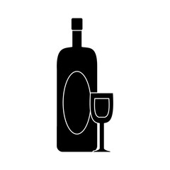Wine bottle and cup icon vector illustration graphic design