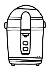 electric kettle / cartoon vector and illustration, black and white, hand drawn, sketch style, isolated on white background.