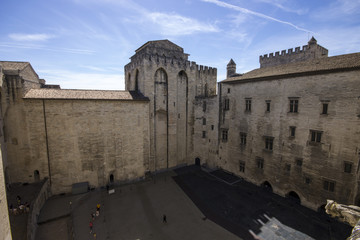 Fototapeta premium The Palais des Papes or Papal palace, one of the largest and most important medieval Gothic buildings in Europe. A World Heritage Site since 1995
