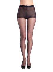 Shapely female legs dressed in dark tights