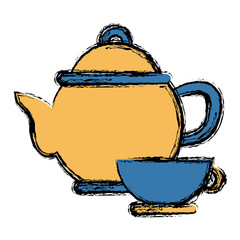 Porcelain teapot and cup utensil icon vector illustration graphic design