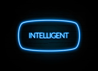 Intelligent  - colorful Neon Sign on brickwall