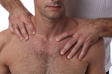 Chiropractic arm adjustment. Osteopathy, Alternative medicine, pain relief concept. Physiotherapy,...
