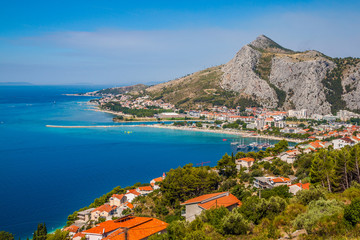 Fototapeta premium Landscape of the town Omis, Croatia. Dalmatia Coast.