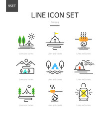 Camping Line Icon Set