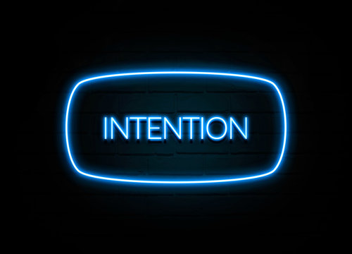 Intention  - Colorful Neon Sign On Brickwall