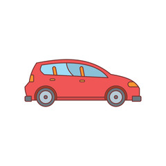Red car icon, cartoon style