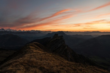 Naklejka premium sunset in the alps in autumn