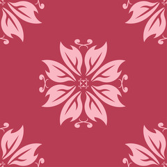 Floral seamless design on red background