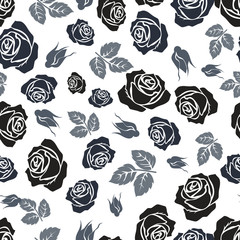 Rose seamless pattern. Seamless pattern with flowers roses. Floral seamless background.