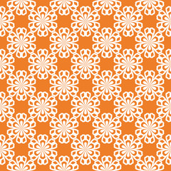 White floral seamless pattern on orange background