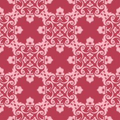 Floral seamless pattern on red background