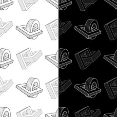 Black and white geometric ornaments. Set of seamless patterns