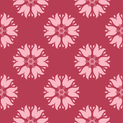 Floral seamless pattern on red background