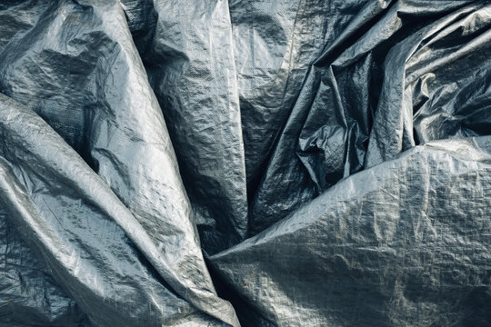 Closeup of silver tarpaulin