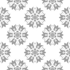 Gray floral seamless pattern on white background