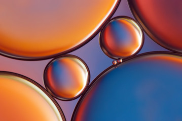  Geometric shapes, drops of oil in water. Futuristic abstract background