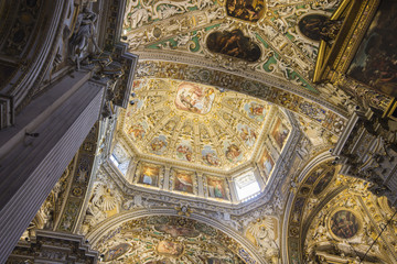 Fototapeta na wymiar The Basilica of Santa Maria Maggiore, with an original Romanesque Greek cross plan and decoration from a 17th century Baroque renovation