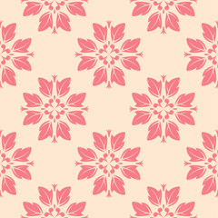 Fototapeta na wymiar Red and beige floral seamless pattern