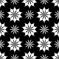 Black and white floral ornament. Seamless pattern