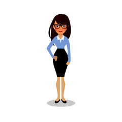 Fototapeta premium Cool cartoon woman in casual and business clothes, gesturing. Vector illustration, modern design.