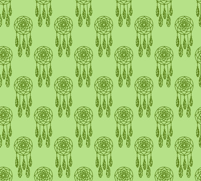 Hand drawn seamless pattern with native american dreamcatcher