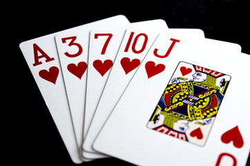 Poker Hand Heart Flush