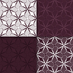 Geometric background. Maroon seamless wallpaper. Colored set