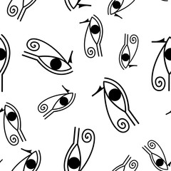 Eye seamless pattern. Fabric textile background. Vector illustration isolated on white. Wrapping texture. Doodle decoration. Scandinavian design
