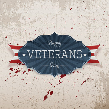 Happy Veterans Day retro realistic Emblem