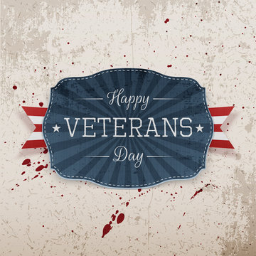 Happy Veterans Day retro realistic Label