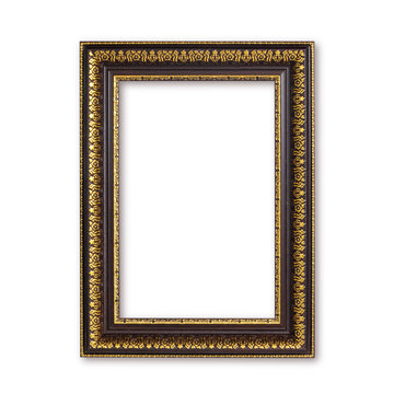 Oak photo frame on white background