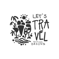 Time to travel logo with summer cocktail and ice cream