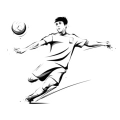 soccer player kicking the ball in mid-air © quicklinestudio