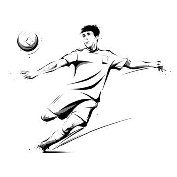 soccer player kicking the ball in mid-air