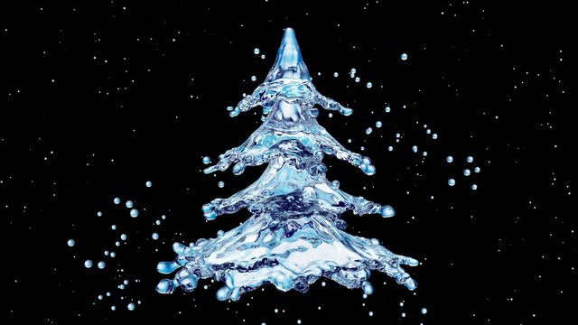 Christmas water splash tree on black background