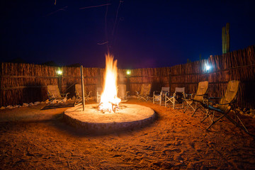 Close up image of a bon fire made in the karoo 
