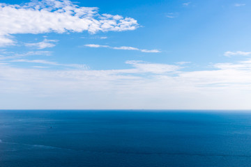 Obraz premium Beautiful sea Landscape with blue sky and tiny clouds on sunny day,Thailand.