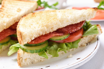 Club sandwich, close up view
