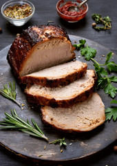 Sliced pork barbecue steak