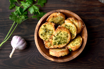 Toasts with cheese and greens