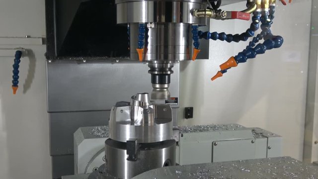 4K video footage of milling machining center, CNC turning center metal processing machine