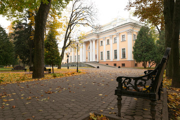 beautiful golden autumn in the city park