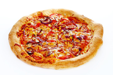Pizza photo on isolated white studio background